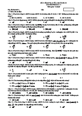 Đề kiểm tra giữa chương III môn Hình học lớp 11
